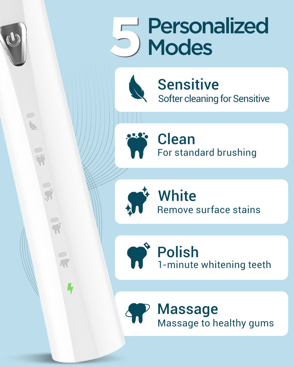 C7 Series Electric Toothbrush with 8 Brush Heads - Fast Charging & IPX7 Waterproof