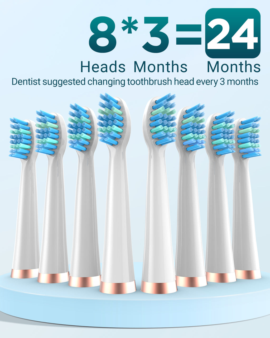 C8 Series Electric Toothbrush with 8 Heads & Travel Case, 5 Modes, Wall Mount, IPX7 Waterproof