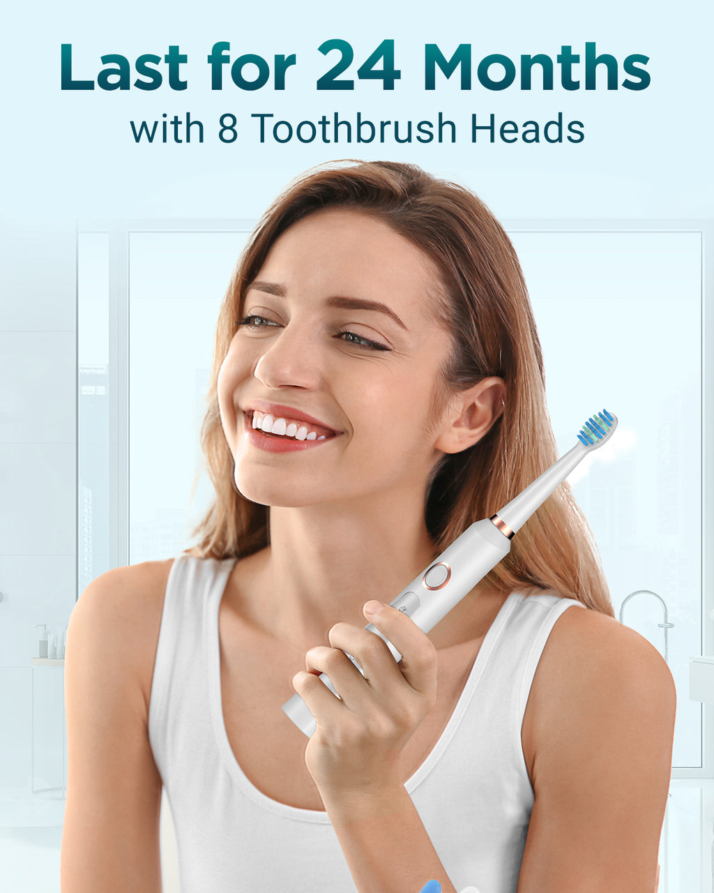 C8 Series Electric Toothbrush with 8 Heads & Travel Case, 5 Modes, Wall Mount, IPX7 Waterproof