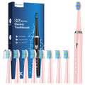 C7 Series Electric Toothbrush - Pink (8 Brush Heads), 5 Cleaning Modes, IPX7 Waterproof